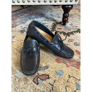 Vera Gomma 43 Sz 10 Driving Loafers Dress Moccasins Pull On Black Leather Italy